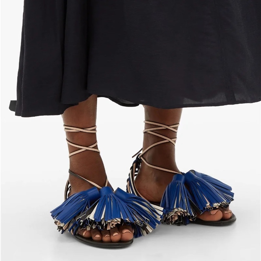 Jil Sander leather tassel sandals - size 38